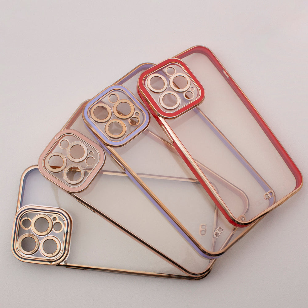 Fashion Case til iPhone 13 Pro Gold Frame Gel Cover Red