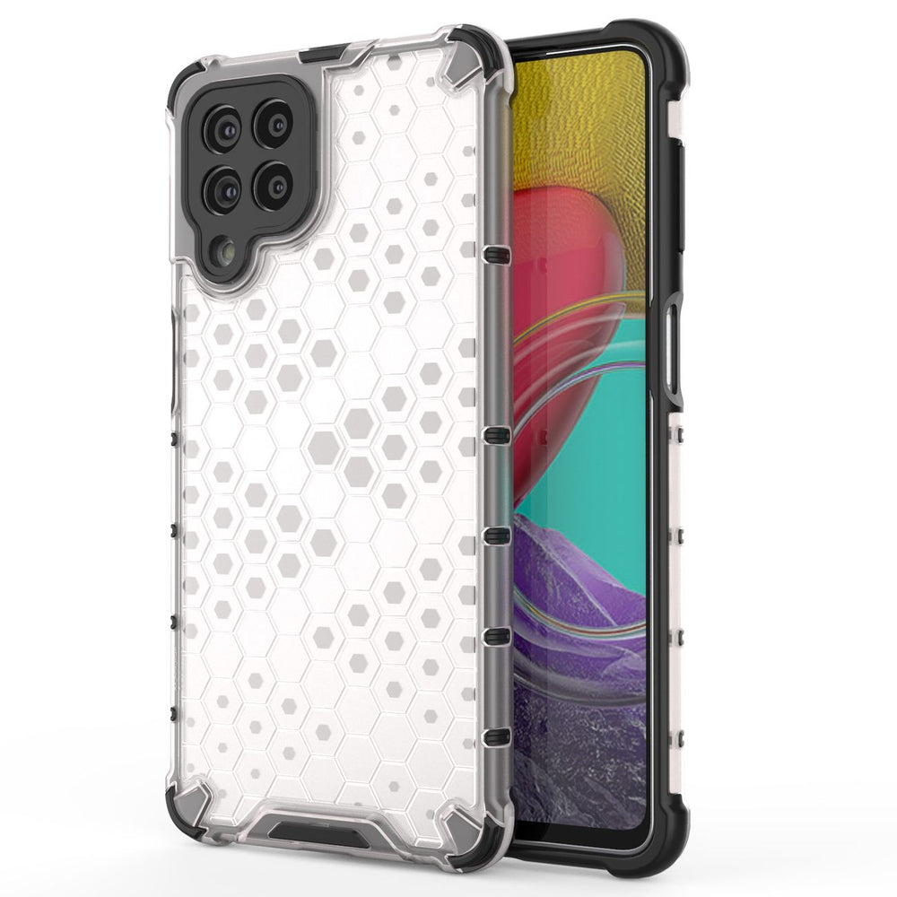 Honeycomb case pansret cover med en gel ramme til Samsung Galaxy M53 5G gennemsigtig