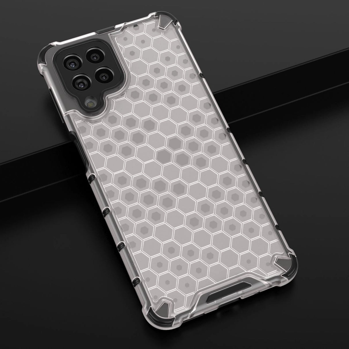 Honeycomb case pansret cover med en gel ramme til Samsung Galaxy M53 5G gennemsigtig