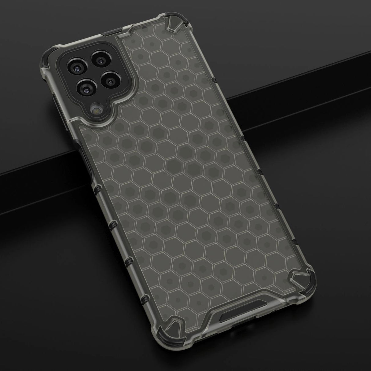 Honeycomb case pansret cover med en gel ramme til Samsung Galaxy M53 5G sort