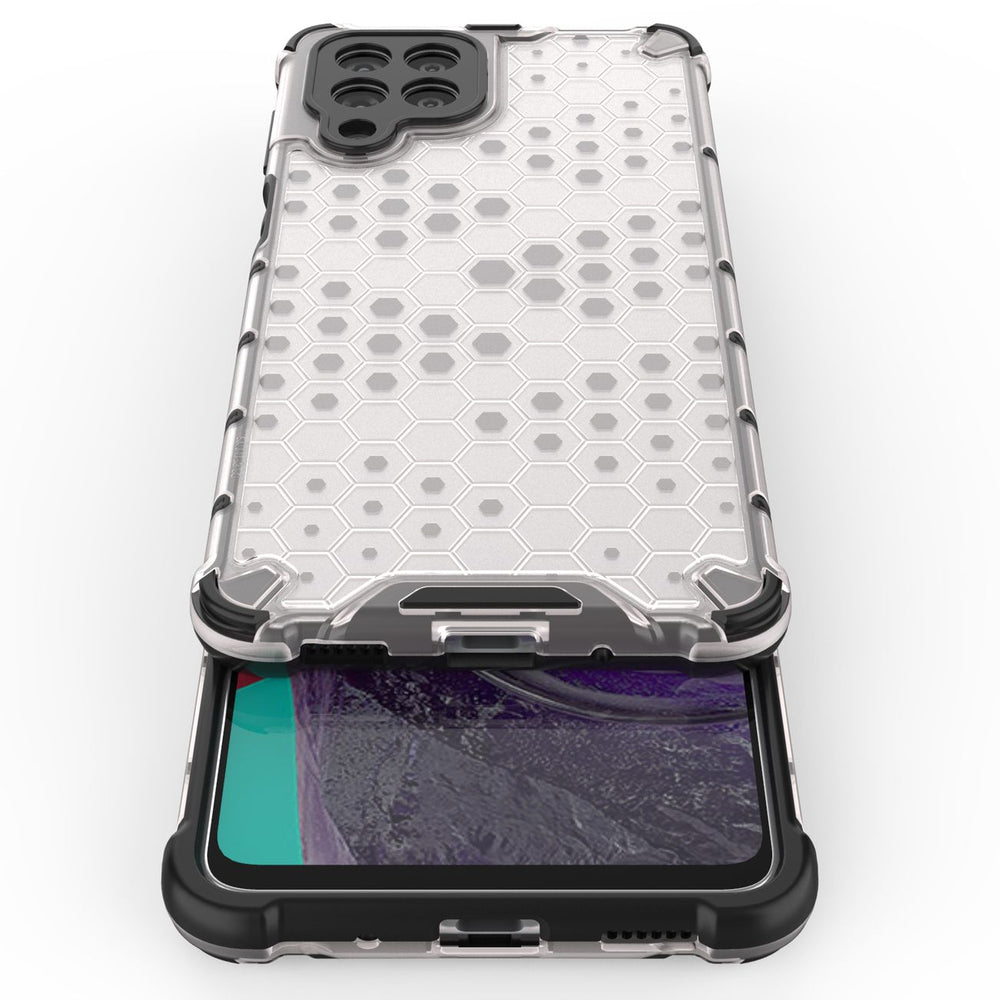 Honeycomb case pansret cover med en gel ramme til Samsung Galaxy M53 5G sort