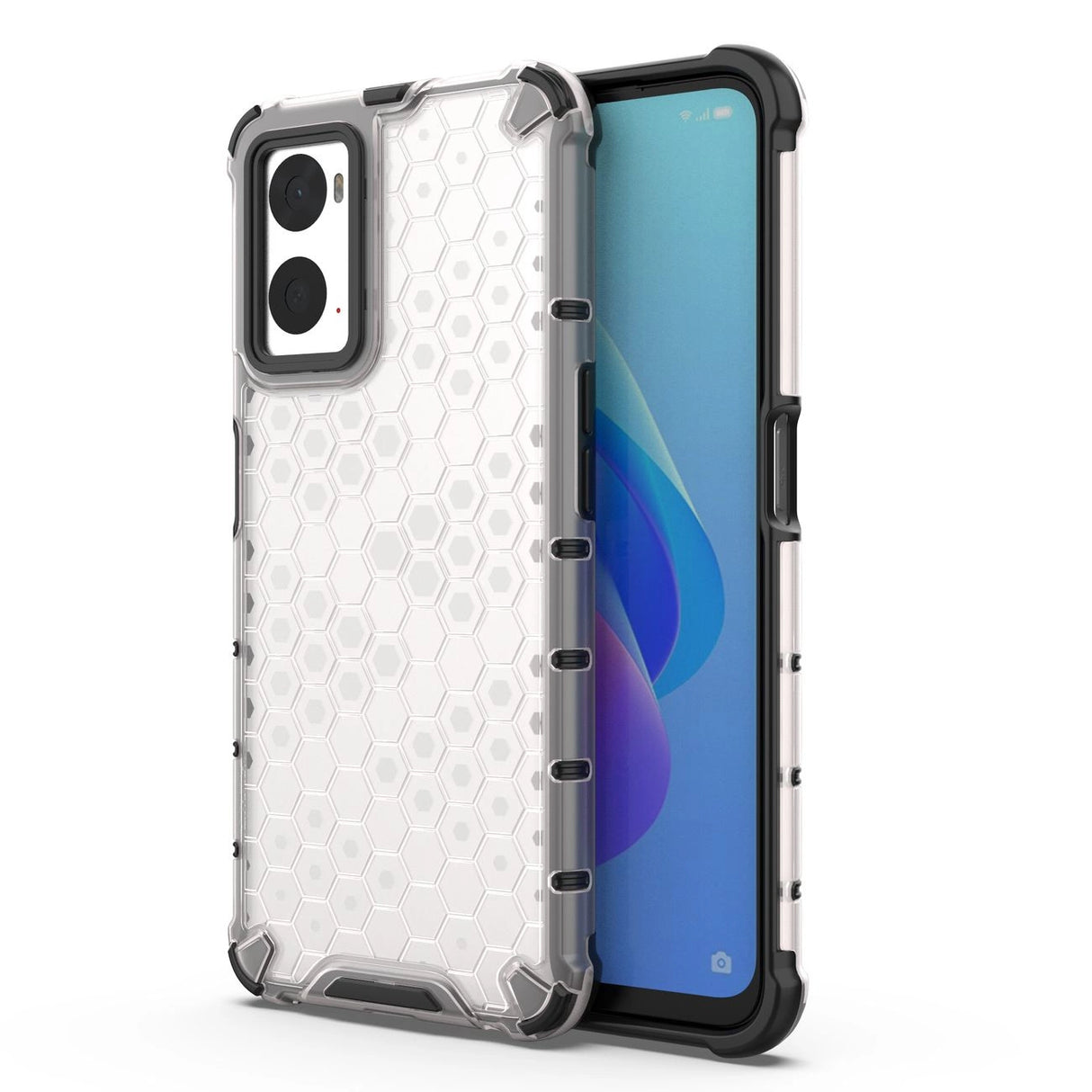 Honeycomb case pansret cover med gel ramme Oppo A76 / Oppo A36 / Realme 9i gennemsigtig