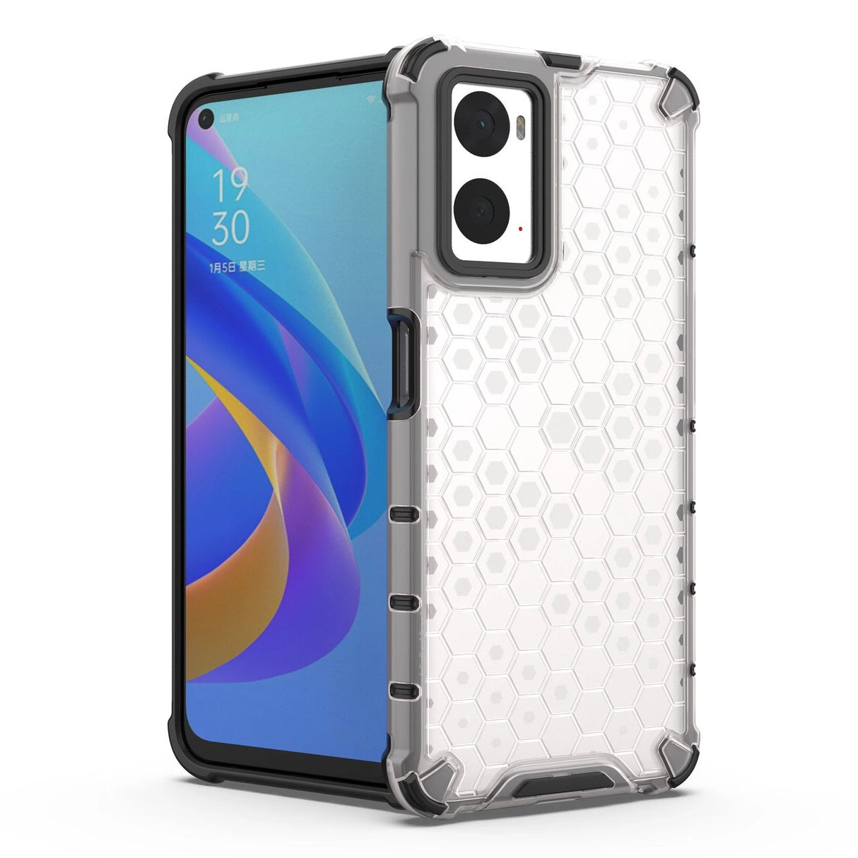 Honeycomb case pansret cover med gel ramme Oppo A76 / Oppo A36 / Realme 9i gennemsigtig