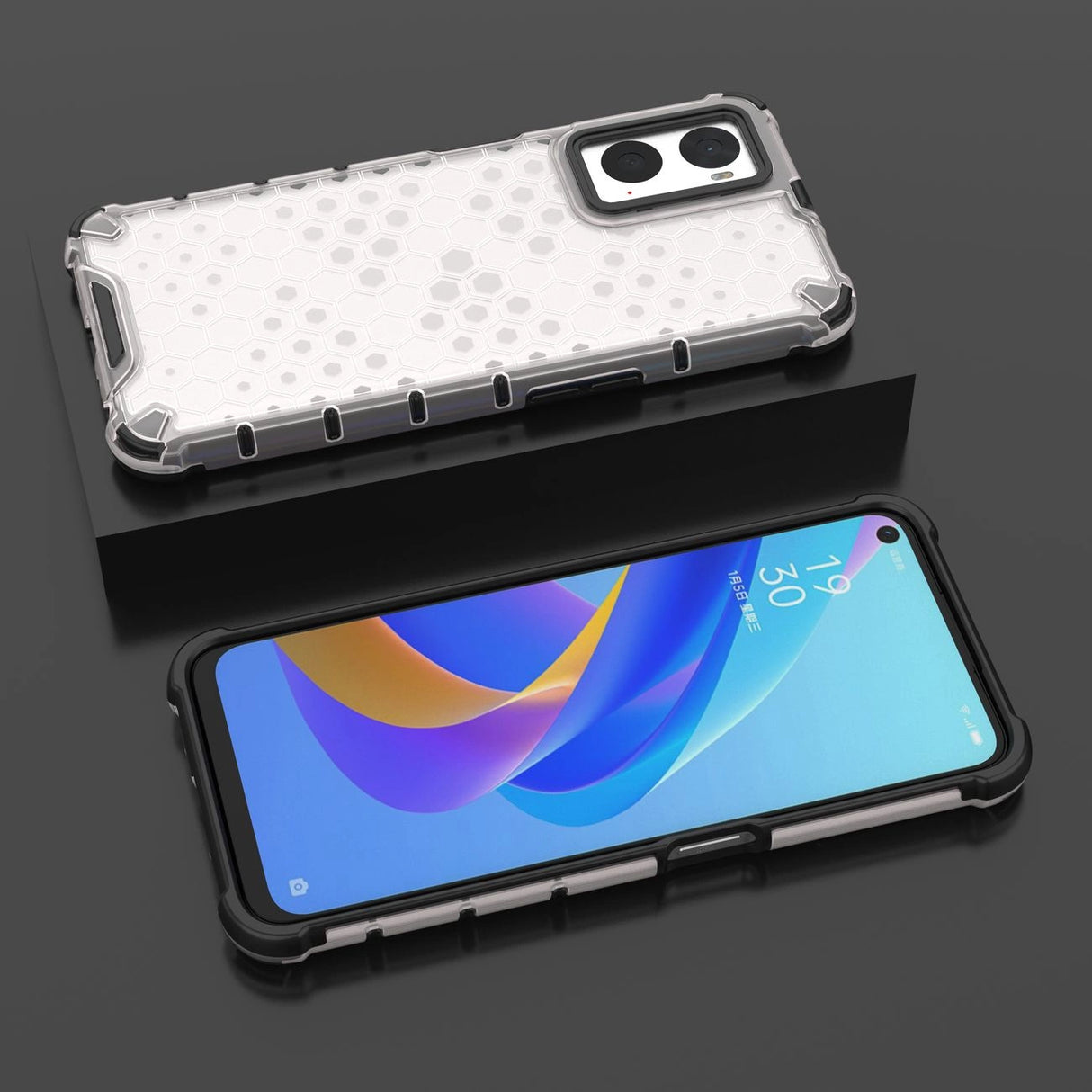 Honeycomb case pansret cover med gel ramme Oppo A76 / Oppo A36 / Realme 9i gennemsigtig