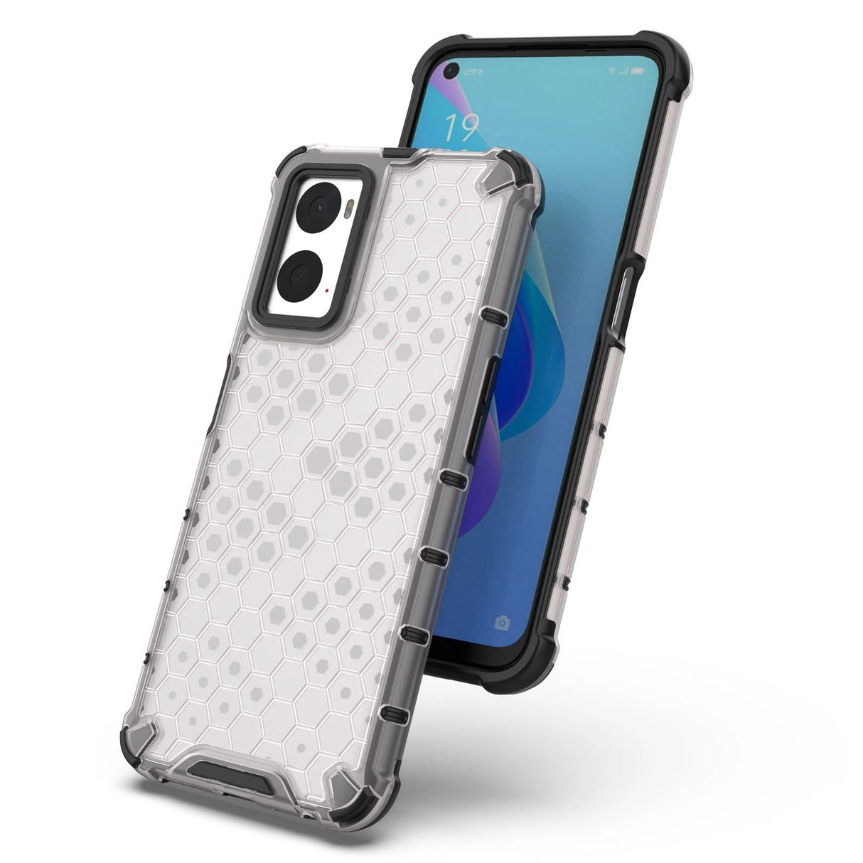 Honeycomb case pansret cover med gel ramme Oppo A76 / Oppo A36 / Realme 9i gennemsigtig
