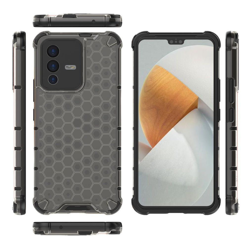 Honeycomb case pansret cover med en gel ramme Vivo V23 5G sort