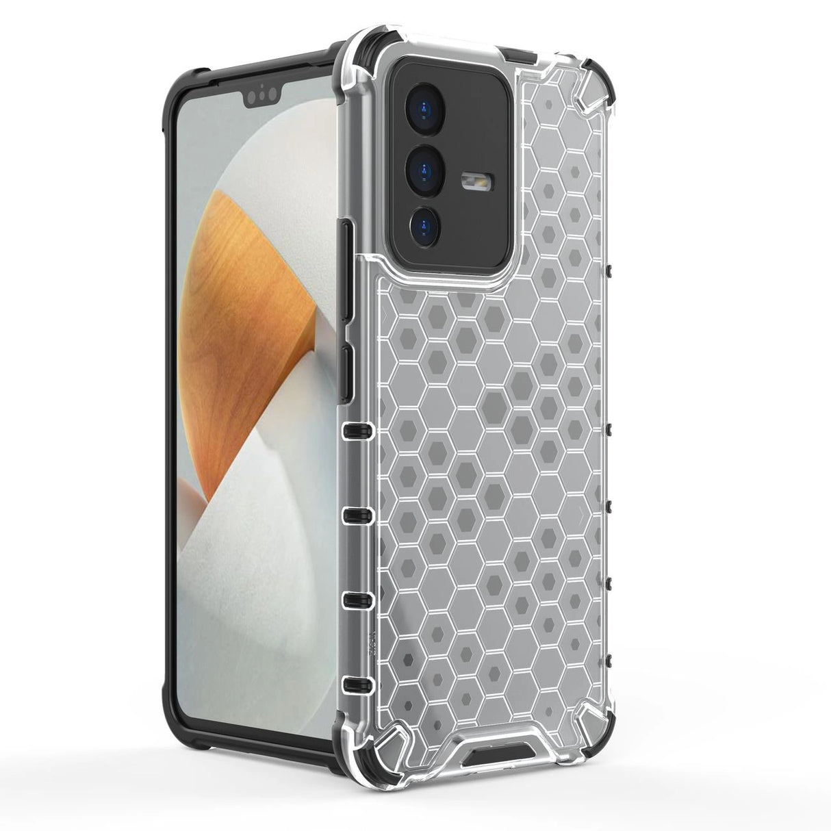 Honeycomb case pansret cover med en gel ramme til Vivo V23 5G gennemsigtig