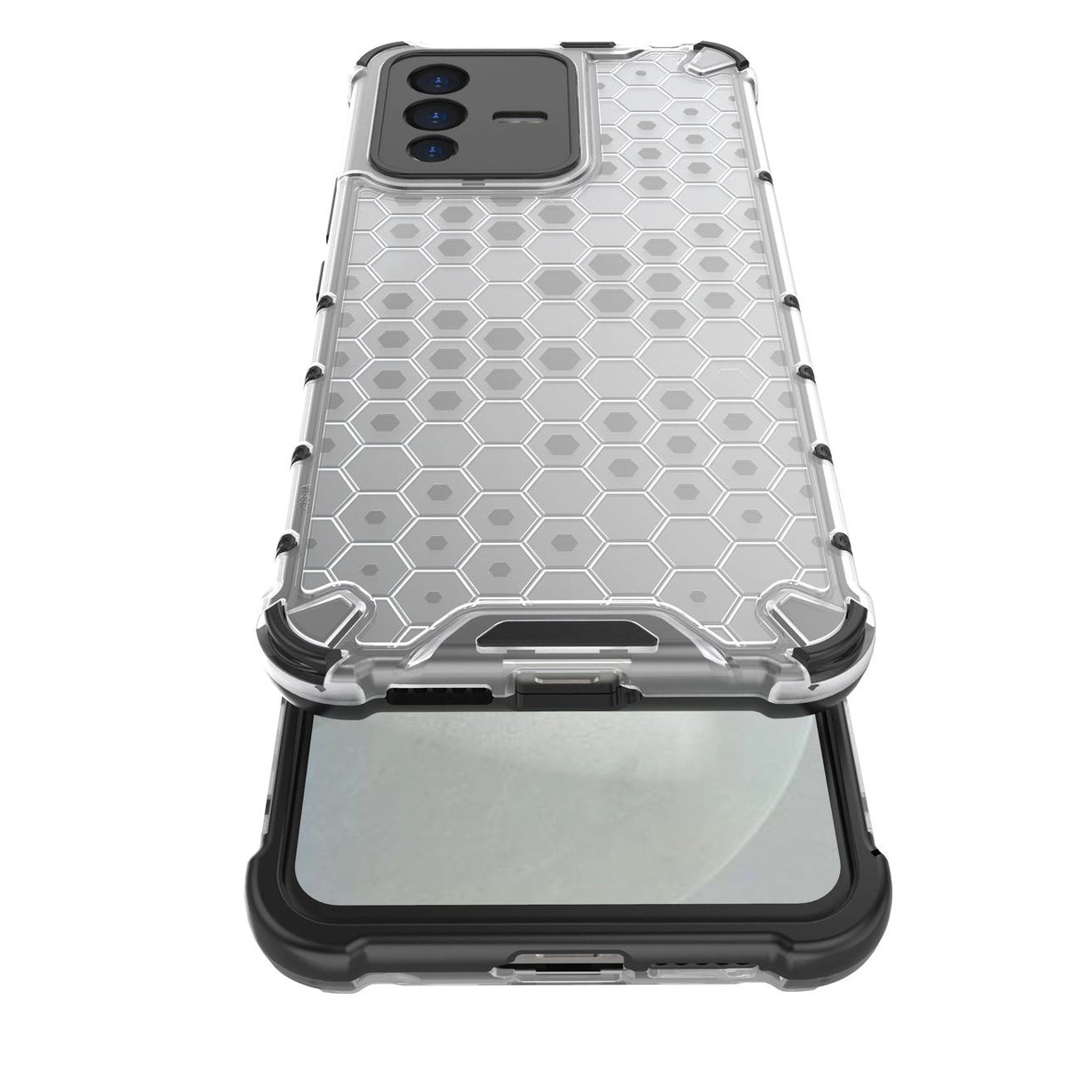 Honeycomb case pansret cover med en gel ramme til Vivo V23 5G gennemsigtig