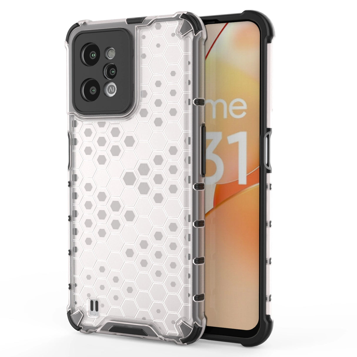 Honeycomb case pansret cover med en gel ramme Realme C31 gennemsigtig
