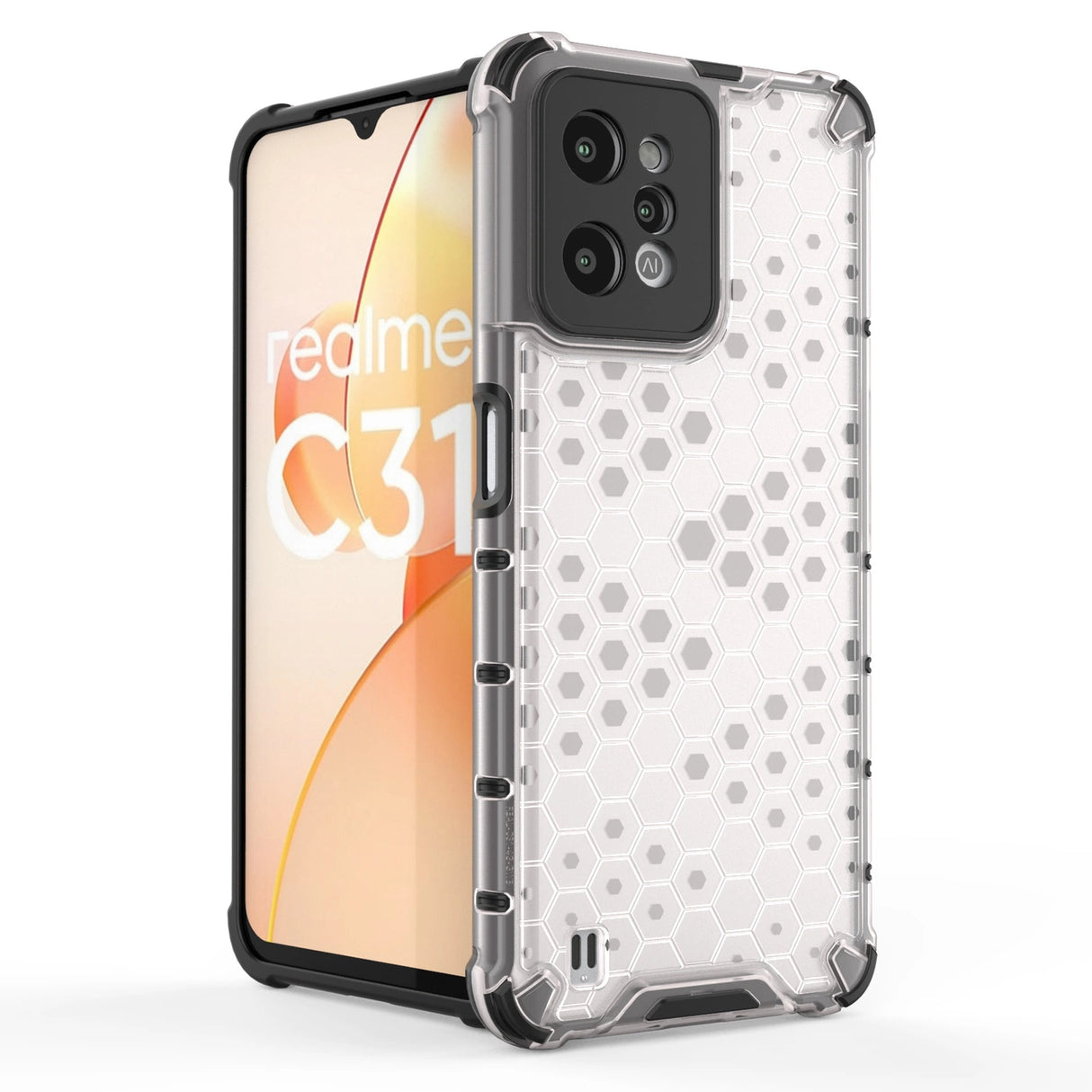 Honeycomb case pansret cover med en gel ramme Realme C31 gennemsigtig