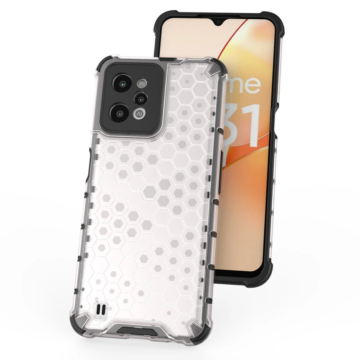 Honeycomb case pansret cover med en gel ramme Realme C31 gennemsigtig