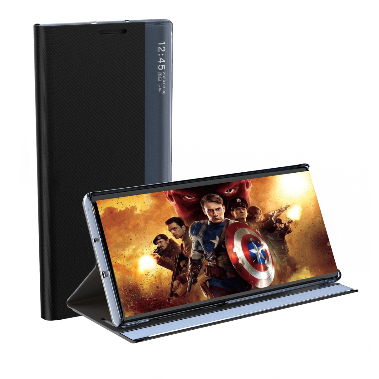 Ny Sleep Case-dæksel med stativfunktion til Samsung Galaxy M53 5G sort