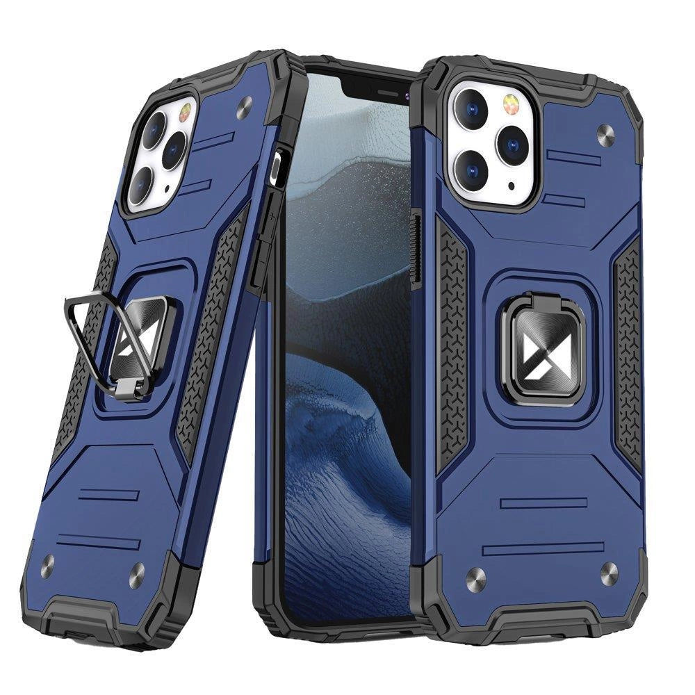 Wozinsky Ring Armor case til iPhone 14 Pro Max pansret cover magnetisk holder ring blå