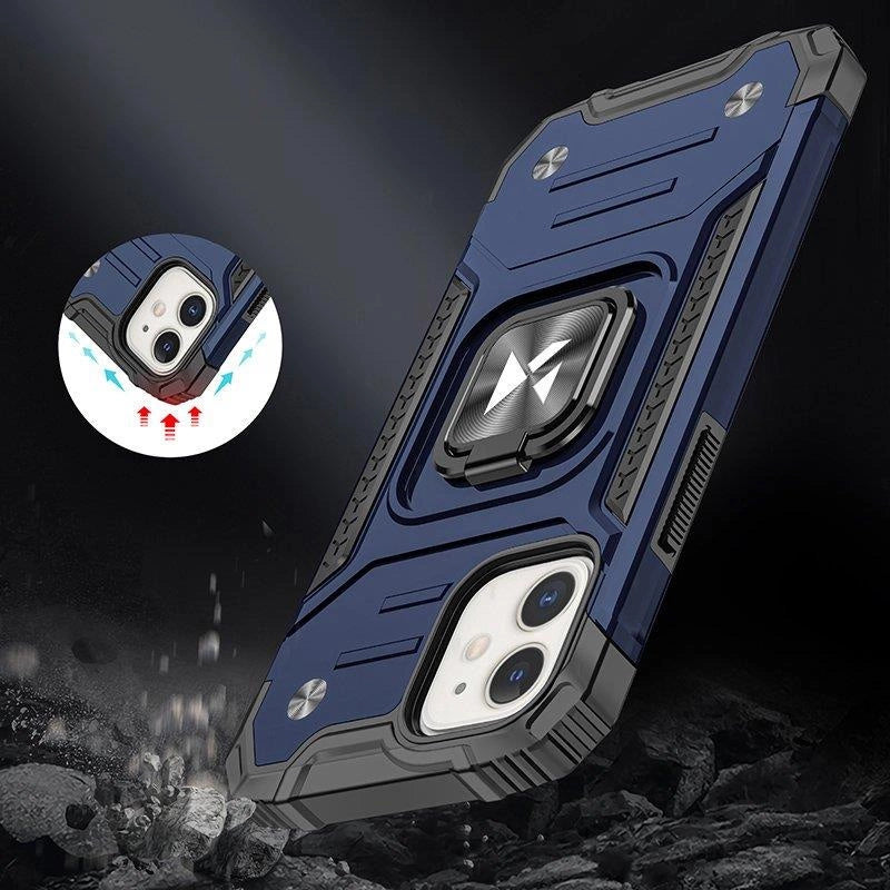 Wozinsky Ring Armor case til iPhone 14 Plus pansret cover magnetisk holder ring blå