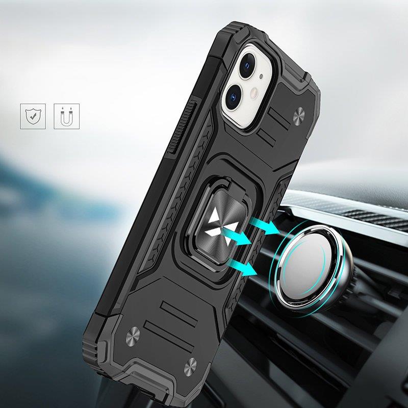 Wozinsky Ring Armor iPhone 14 Plus Hybrid Armored Case + Magnetisk Holder Sort