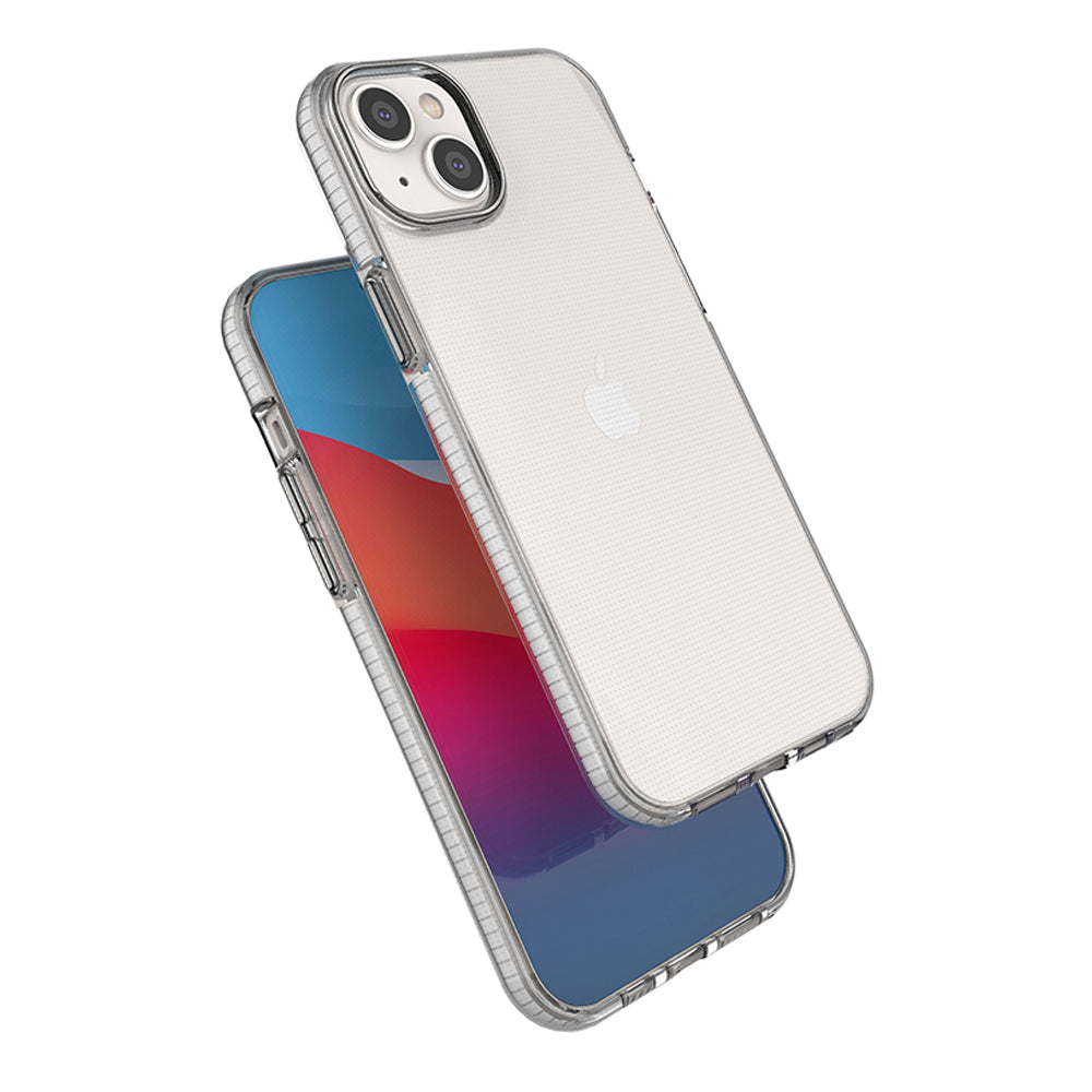 Spring Case for iPhone 14 Plus silikonhylster med lyserød ramme