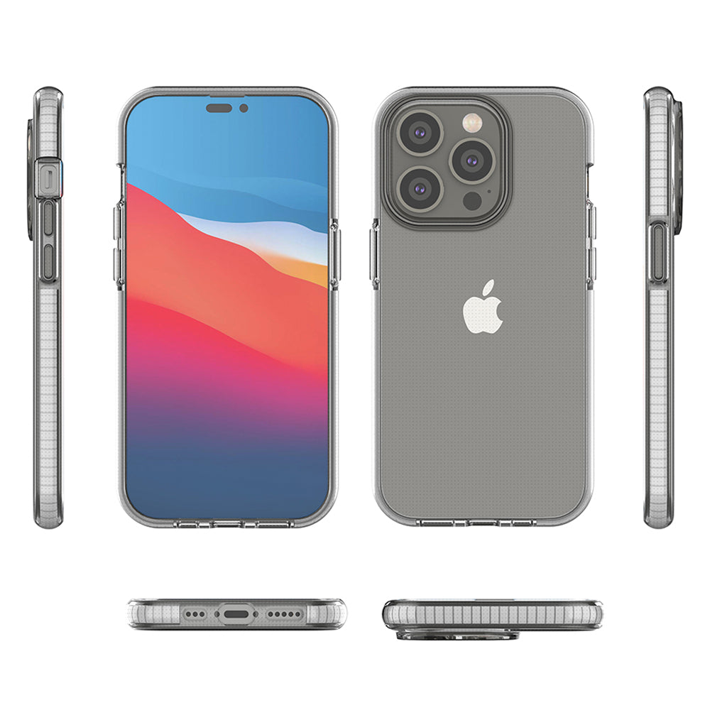 Spring Case til iPhone 14 Pro silikonhylster med lysblå ramme