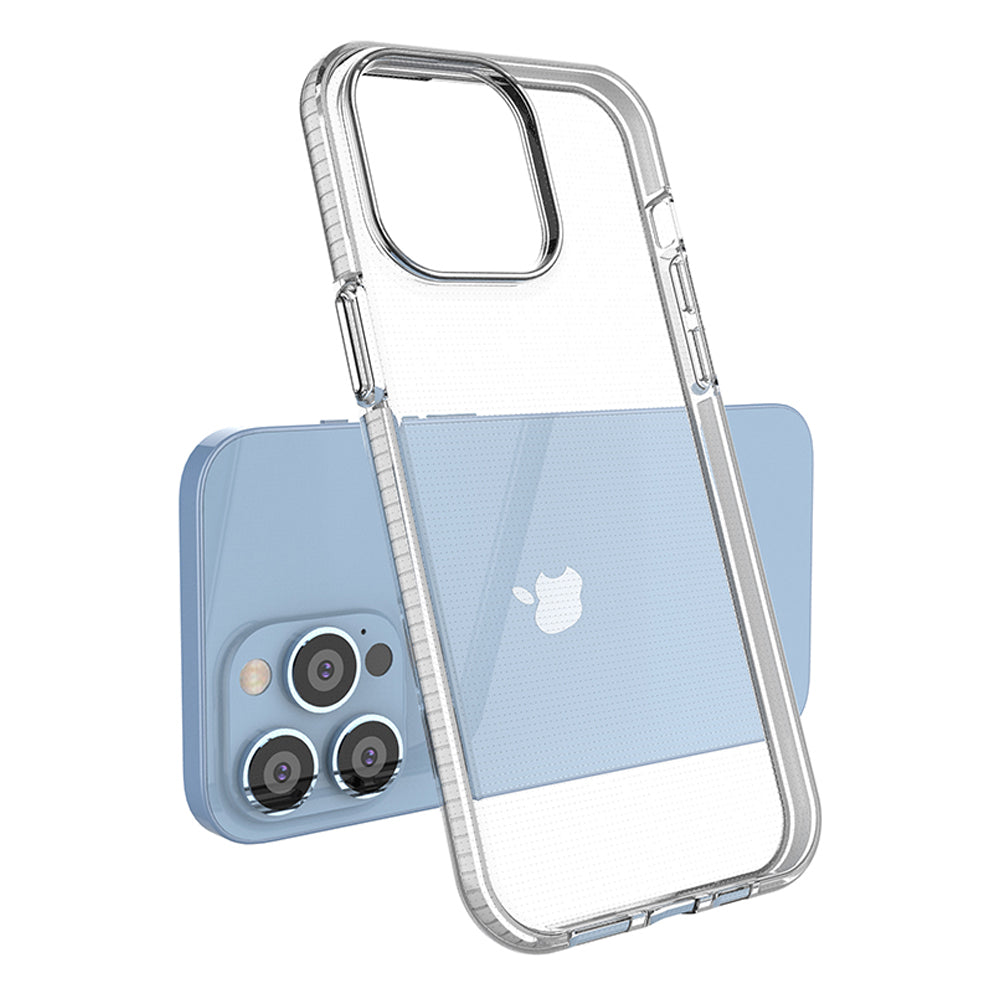 Spring Case til iPhone 14 Pro Max silikone dækning med lysblå ramme