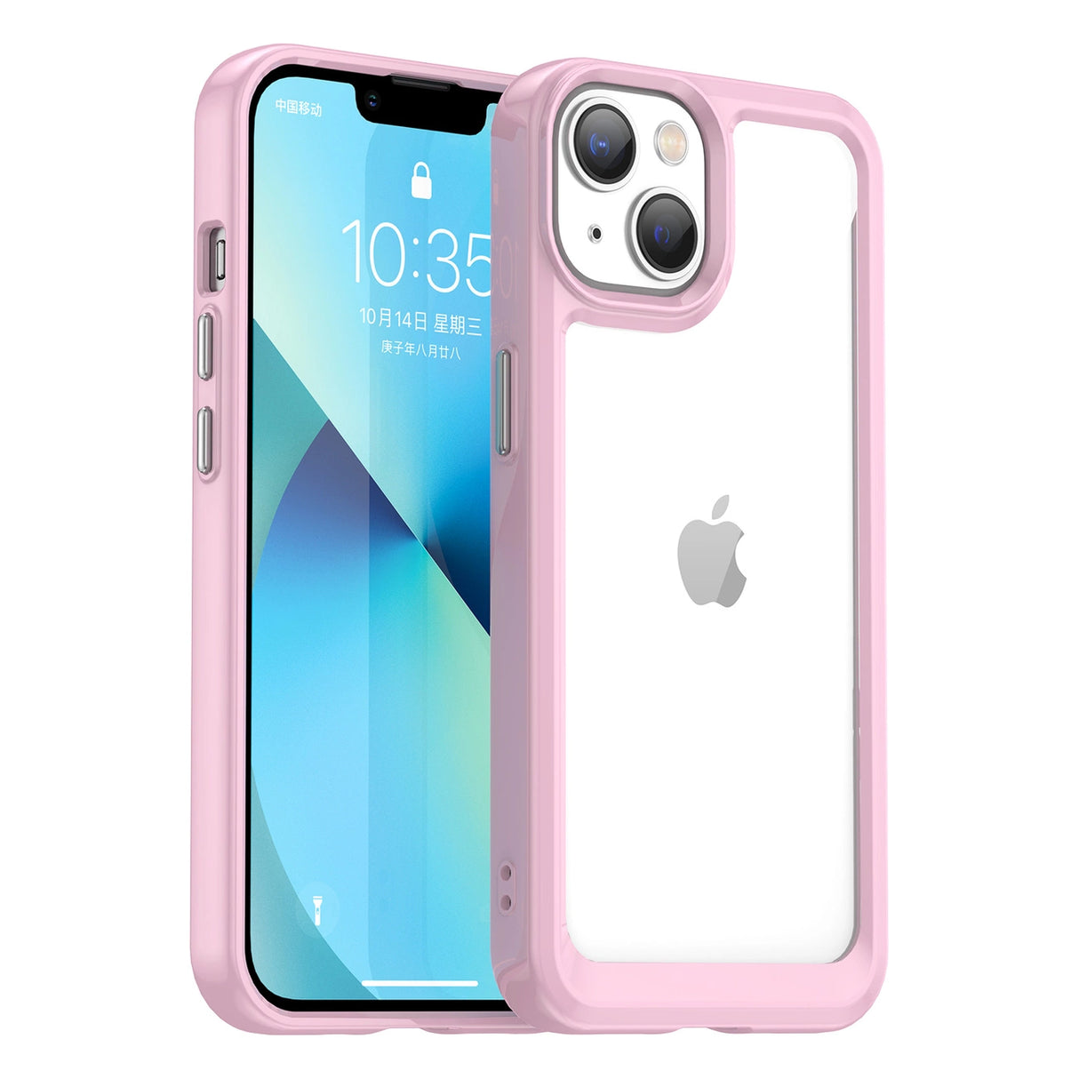Outer Space Case iPhone 14 Plus hardcover med en gel ramme pink