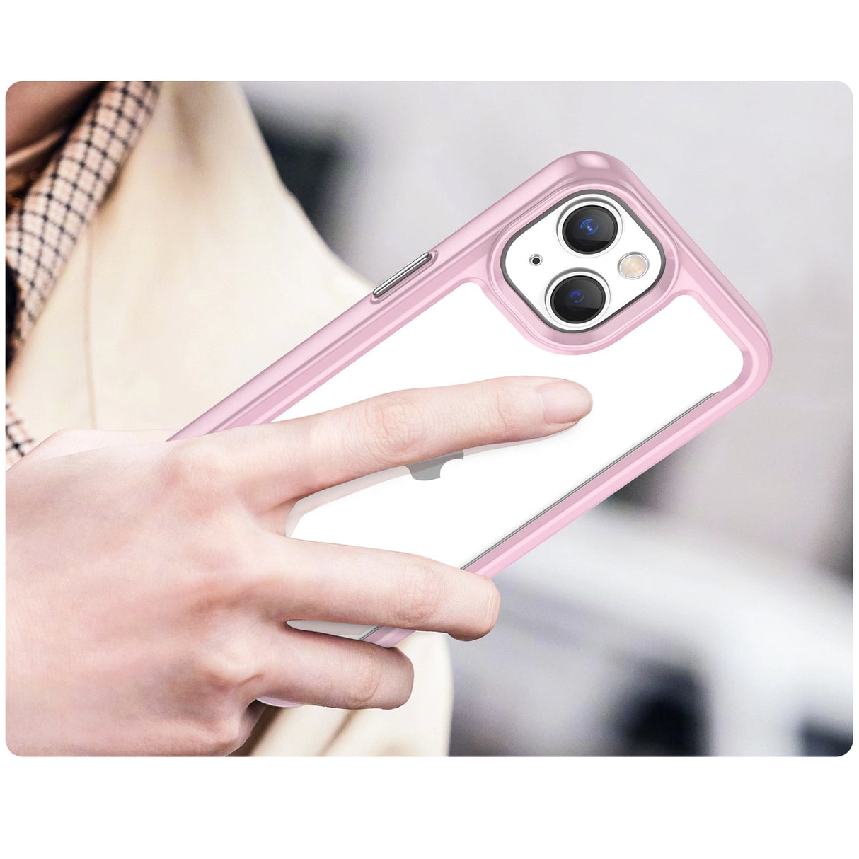 Outer Space Case iPhone 14 Plus hardcover med en gel ramme pink