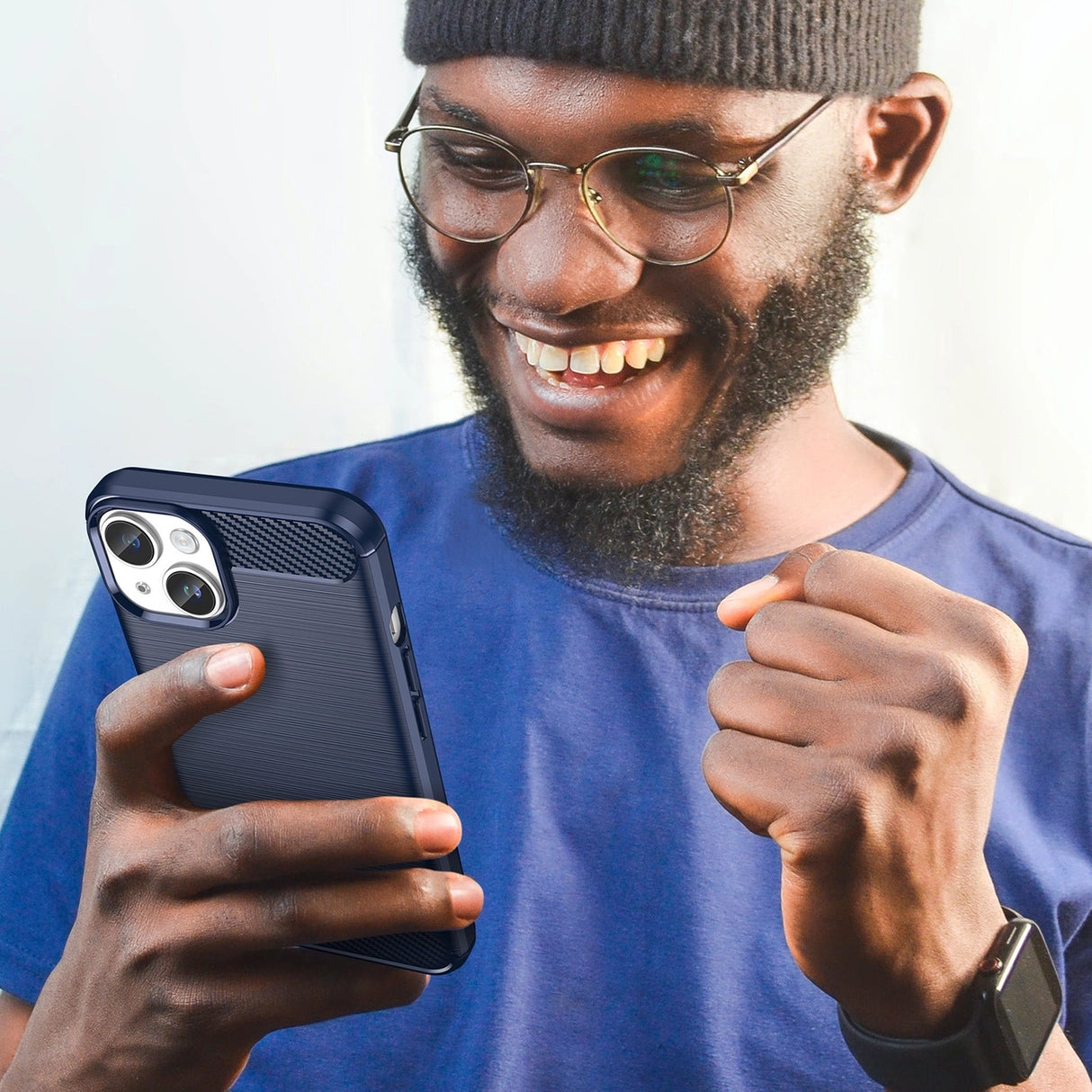 Carbon Case iPhone 14 case fleksibelt gel bagsæde blå