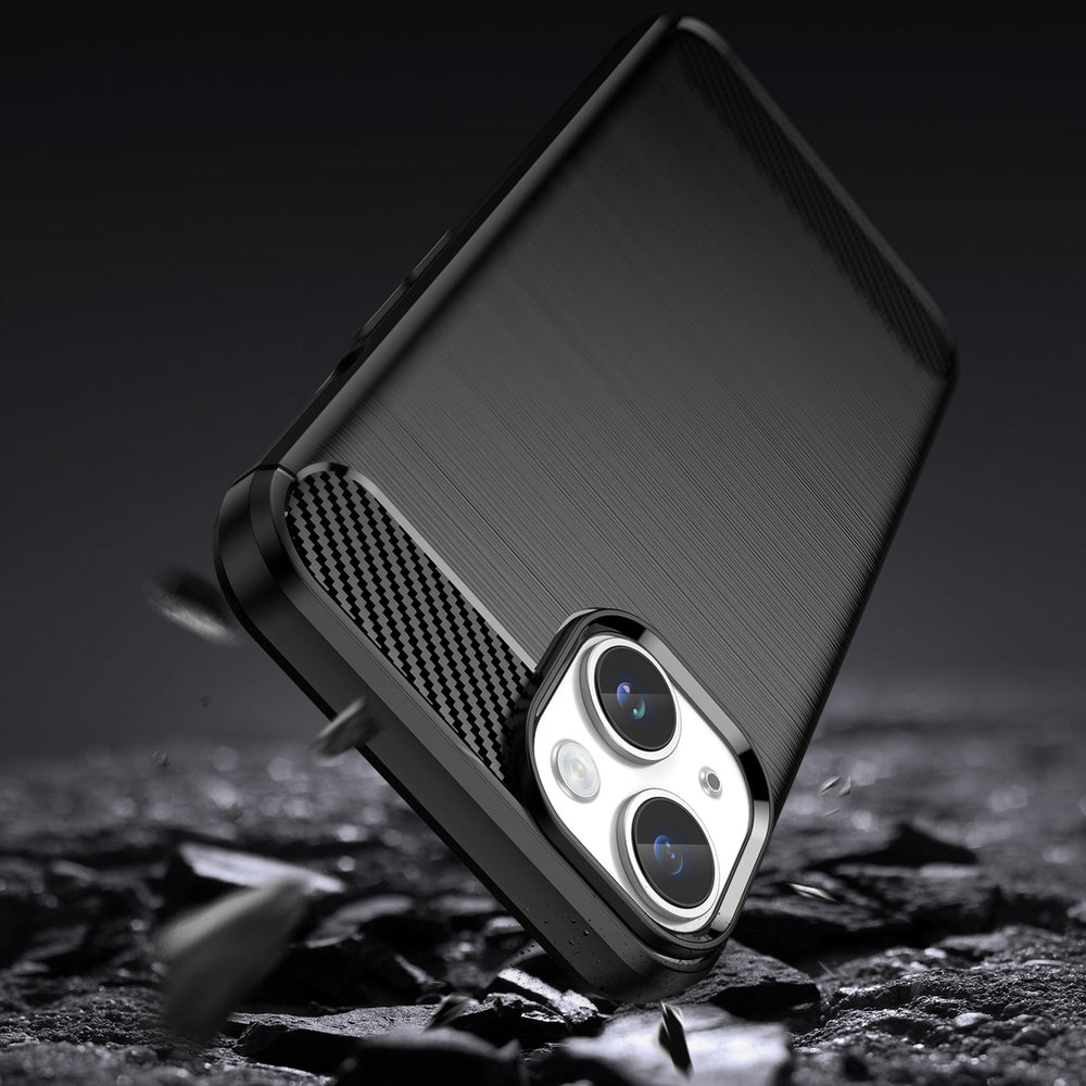 Carbon Case til iPhone 14 Plus Fleksibel gel bagdæk sort