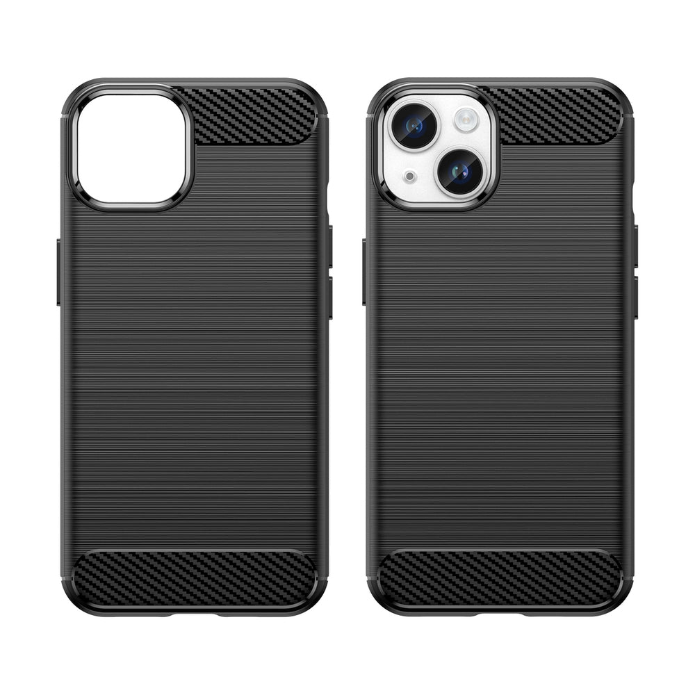 Carbon Case til iPhone 14 Plus Fleksibel gel bagdæk sort