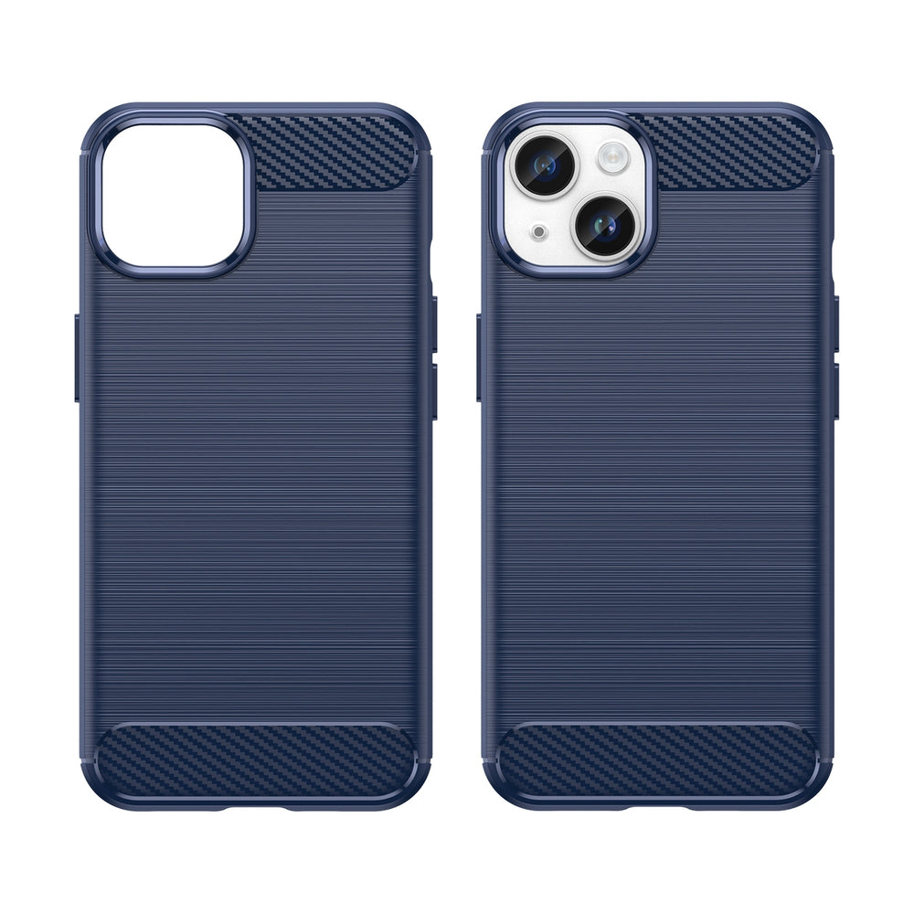 Carbon Case til iPhone 14 Plus Fleksibel gel bagdæksel blå