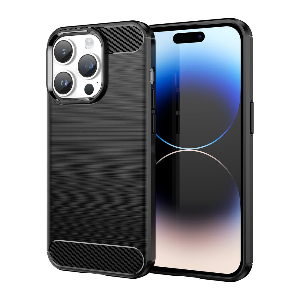 Carbon Case iPhone 14 Pro fleksibelt gel bagsæde sort