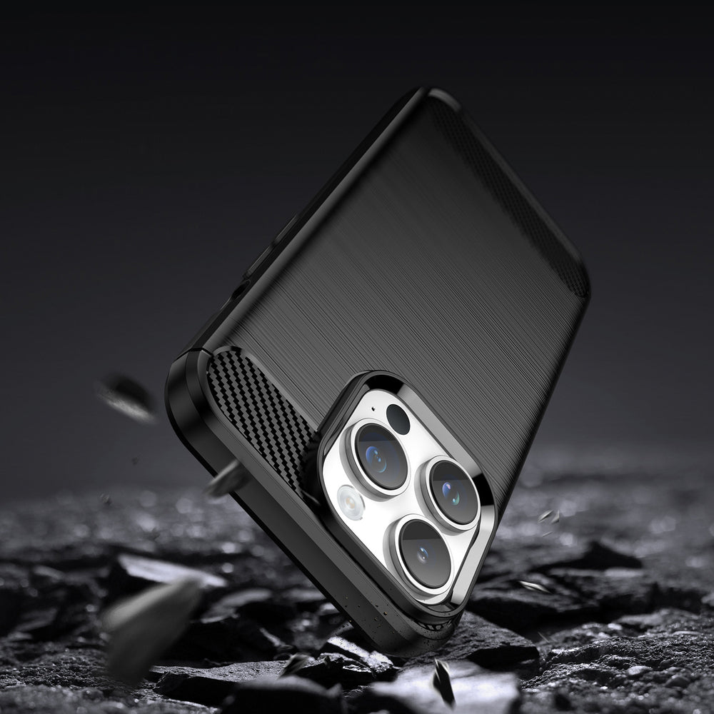 Carbon Case iPhone 14 Pro fleksibelt gel bagsæde sort