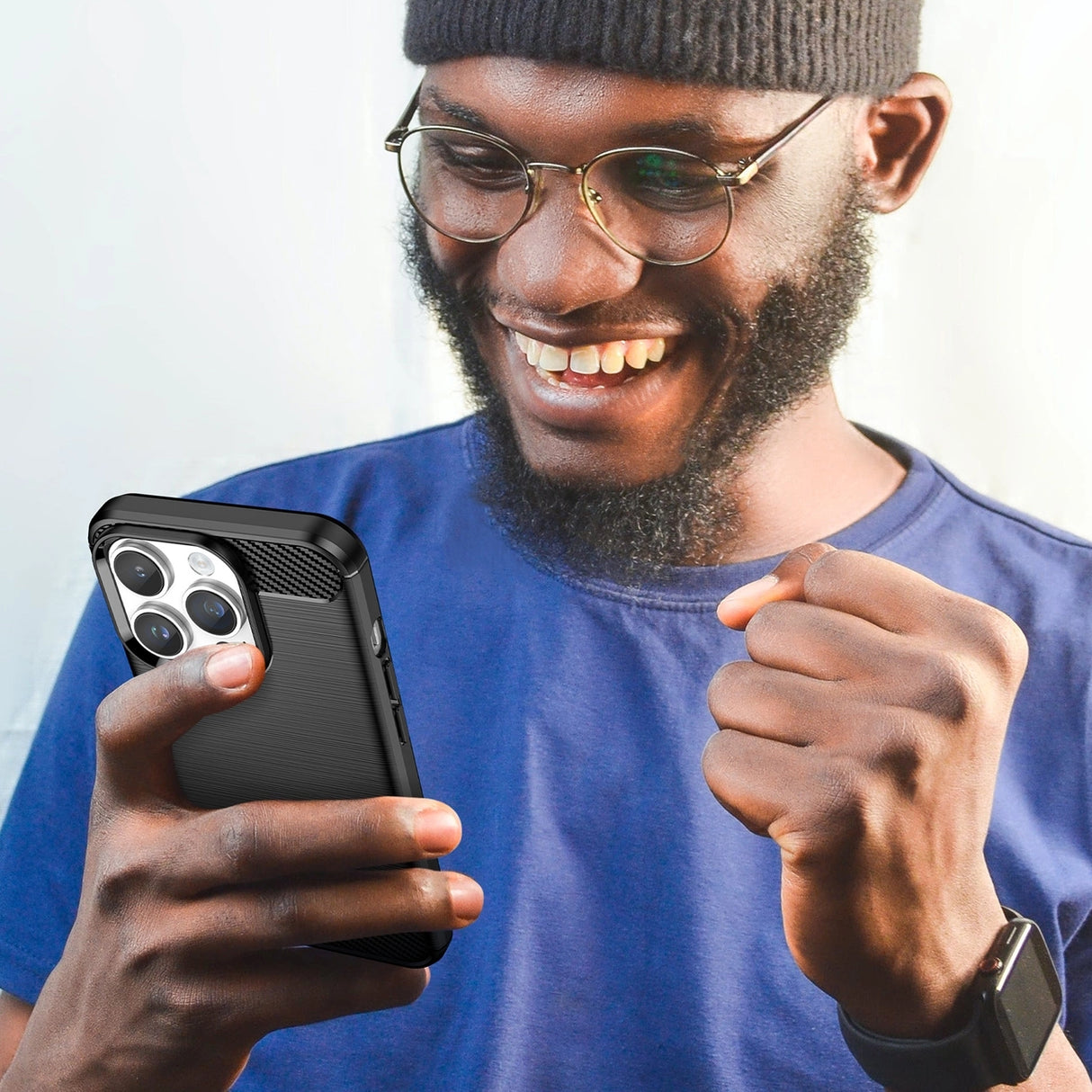 Carbon Case iPhone 14 Pro fleksibelt gel bagsæde sort