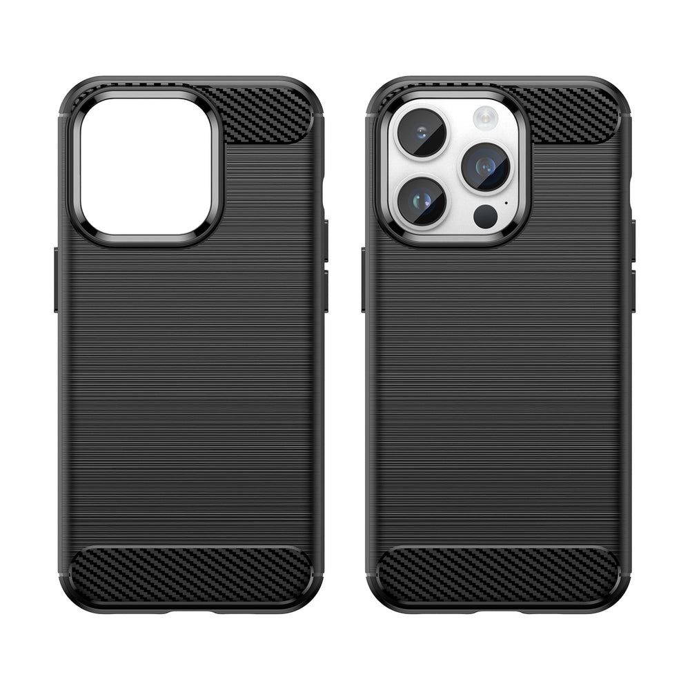 Carbon Case iPhone 14 Pro fleksibelt gel bagsæde sort