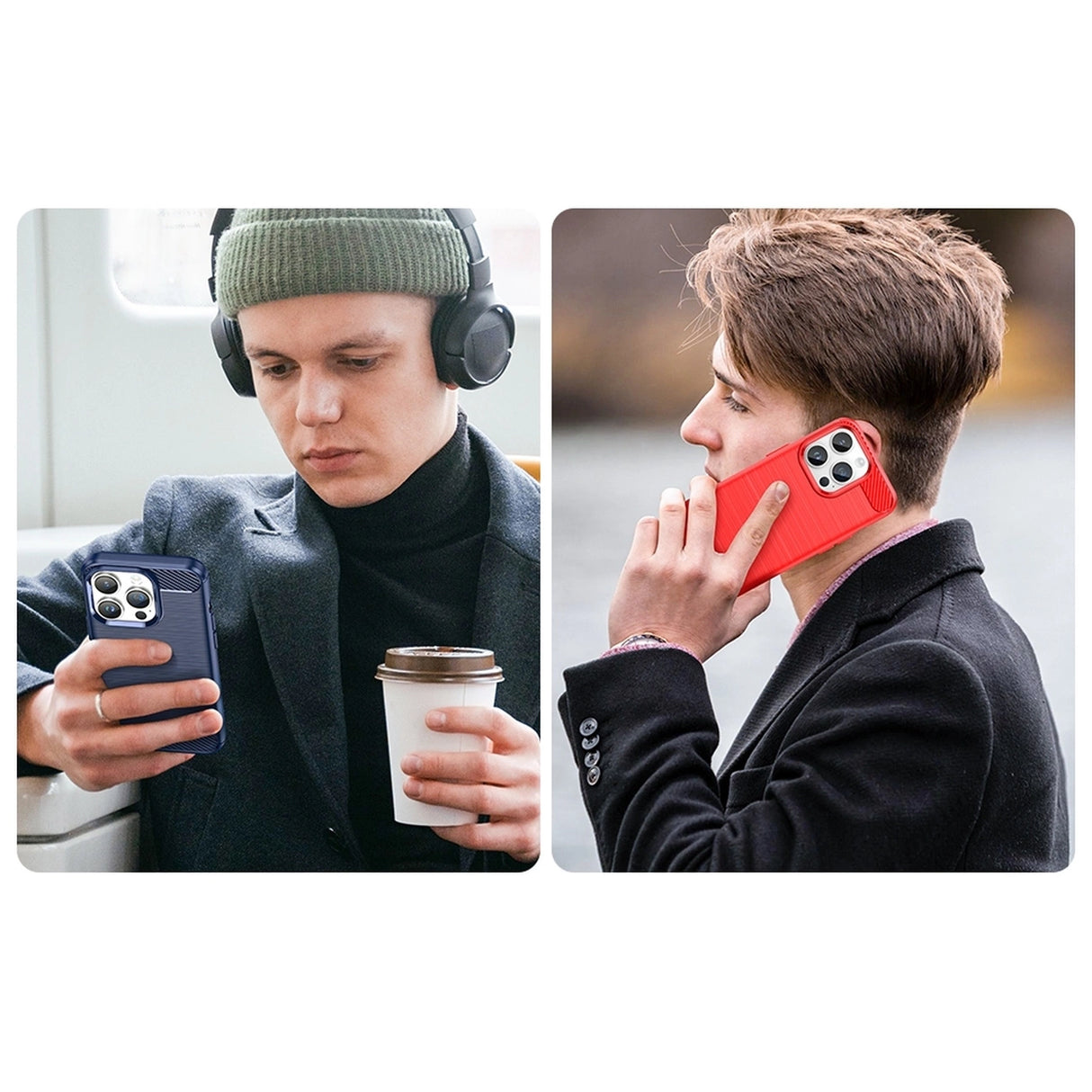 Carbon Case iPhone 14 Pro fleksibelt gel bagsæde blå