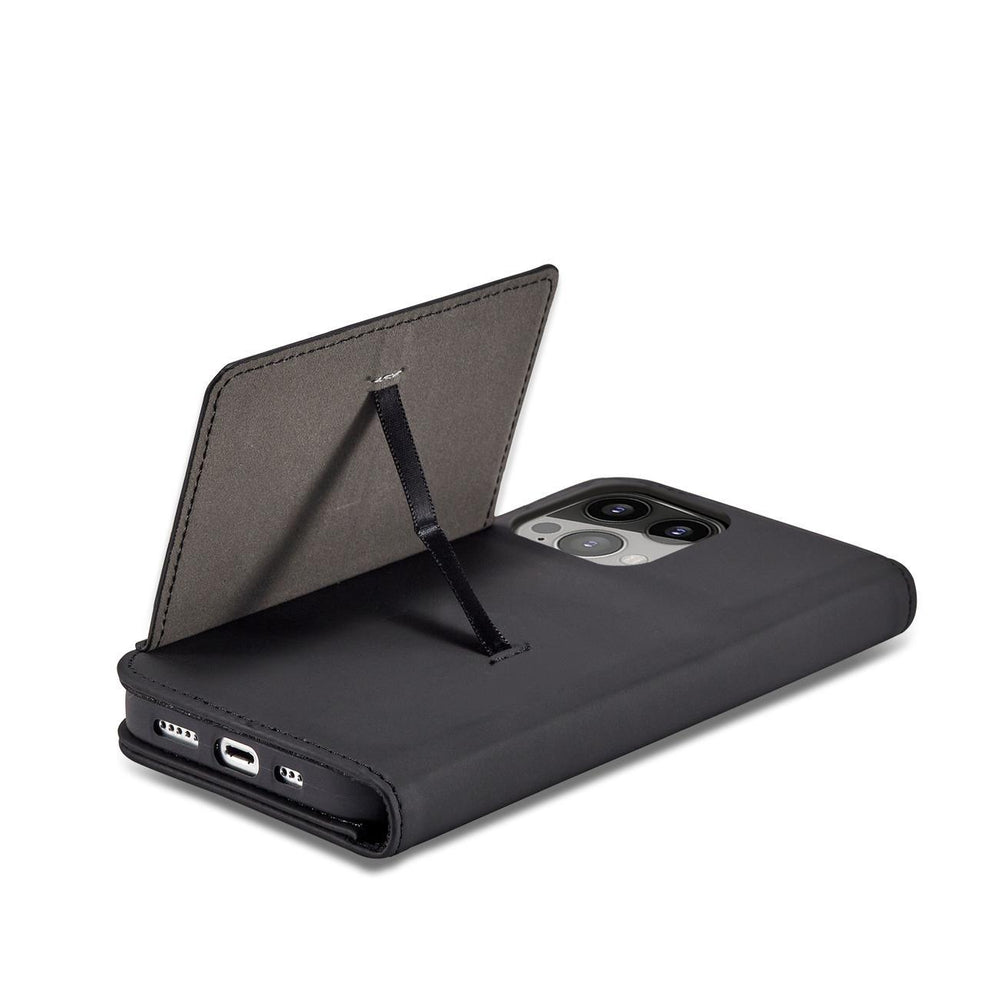 Magnetkort Hylde Hylde til iPhone 14 flip cover tegnebog stativ sort