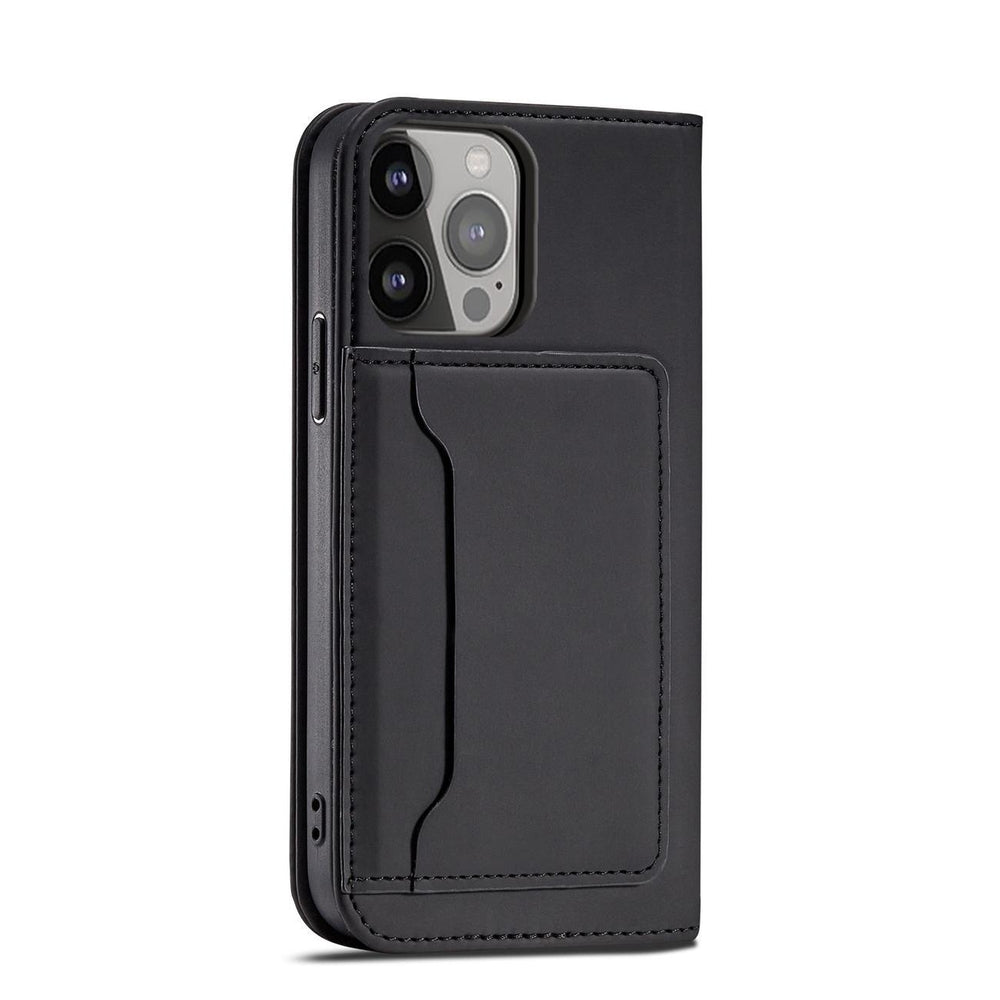 Magnetkort Hylde Hylde til iPhone 14 Plus flip cover tegnebog stand sort