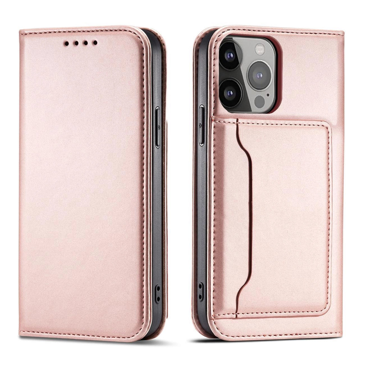 Magnet Card Case Case for iPhone 14 Plus flip cover tegnebog stativ pink
