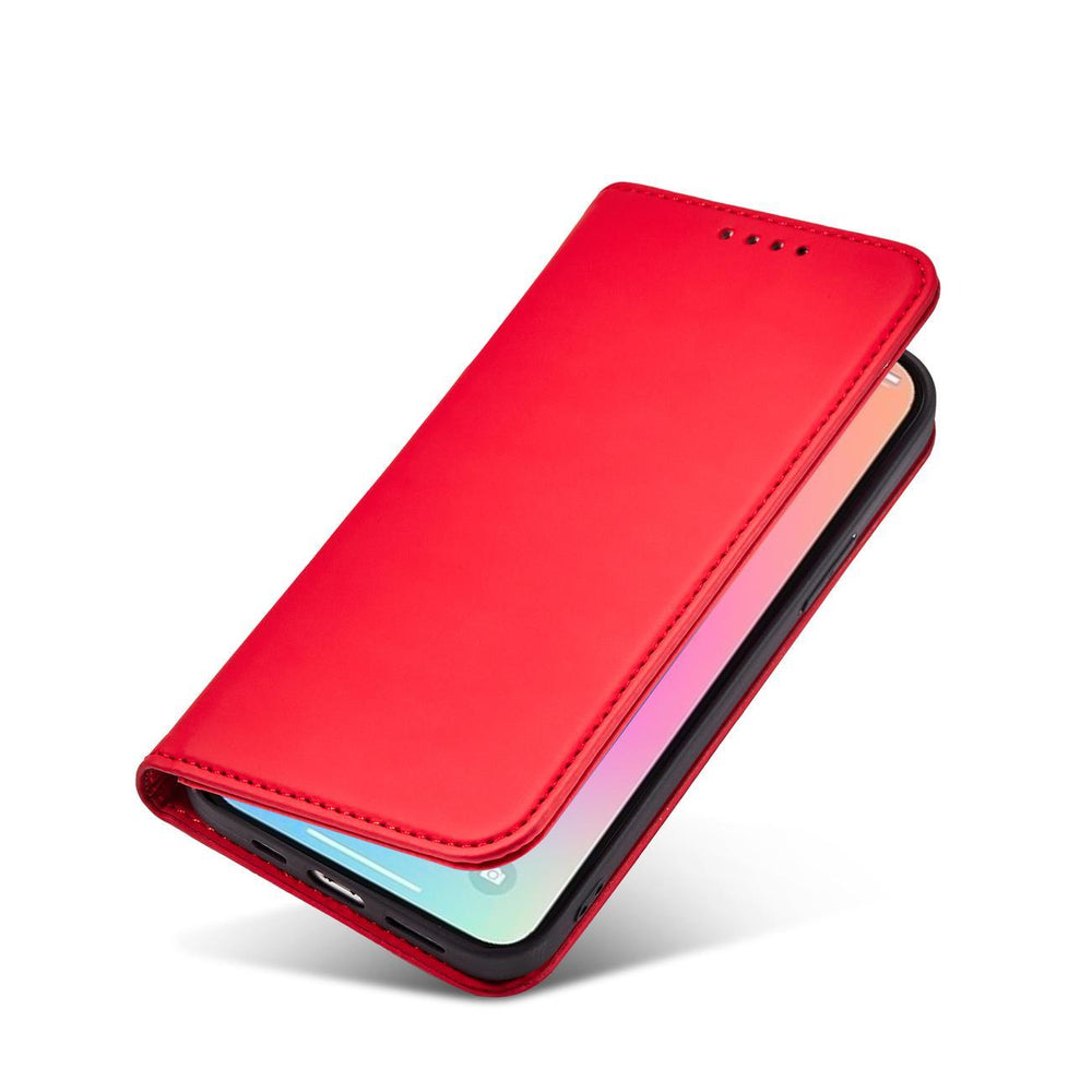 Magnetkort Hylde Hylde til iPhone 14 Pro Max flip cover tegnebog stativ rød