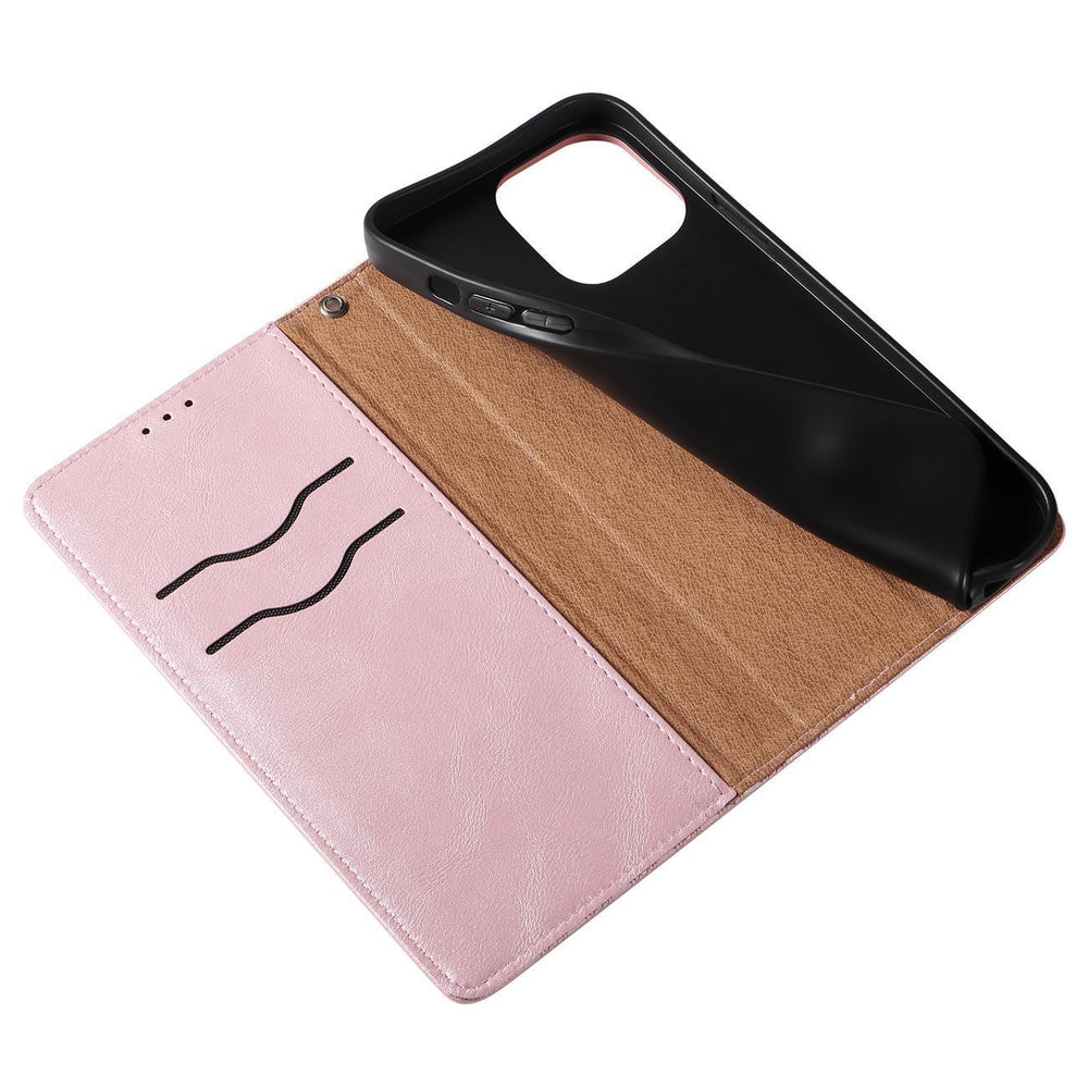 Magnet Strap Case Case for iPhone 14 Pro Max Flip Wallet Mini Lanyard Stand Pink