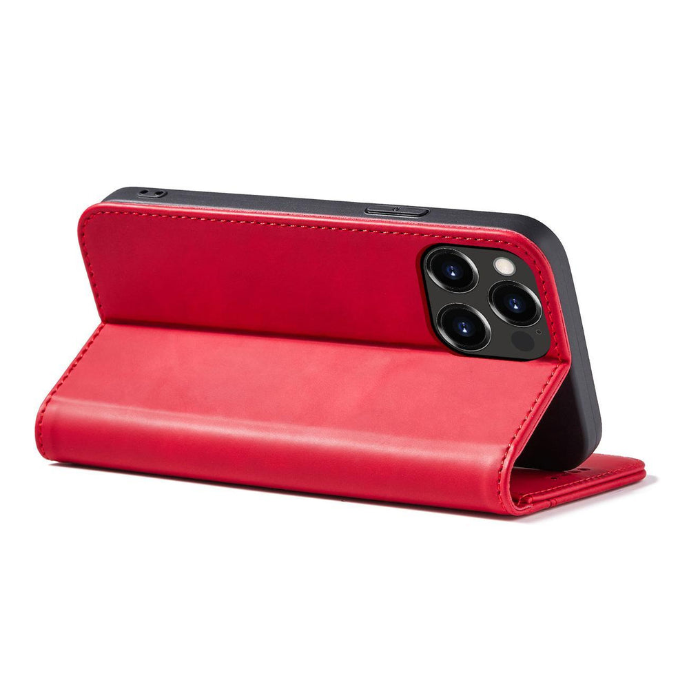 Magnet Fancy Case Case for iPhone 14 Pro flip cover tegnebog stativ rød