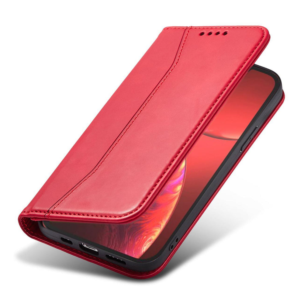Magnet Fancy Case Case for iPhone 14 Pro flip cover tegnebog stativ rød