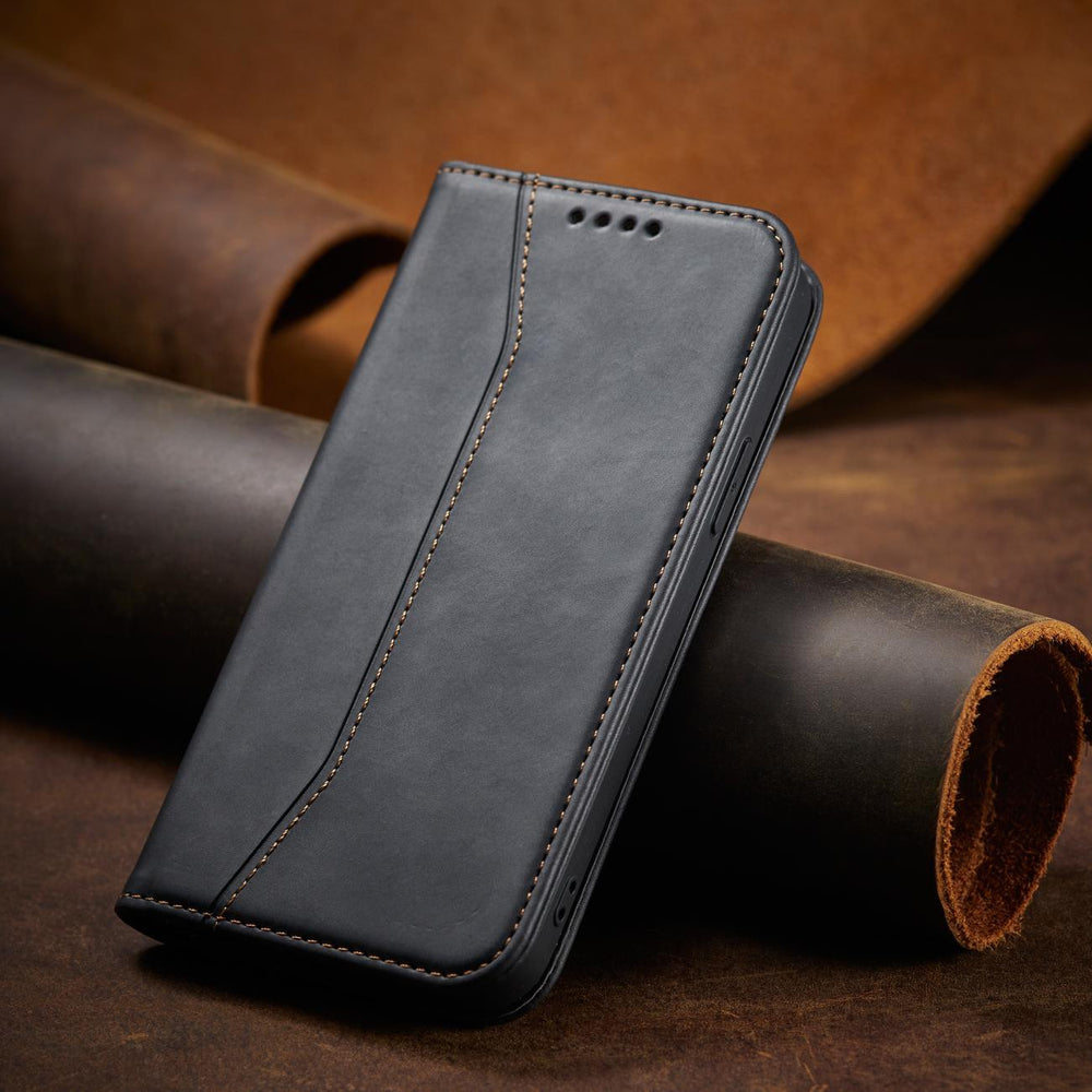 Magnet Fancy Case Case for iPhone 14 Pro Max flip cover tegnebog stativ sort