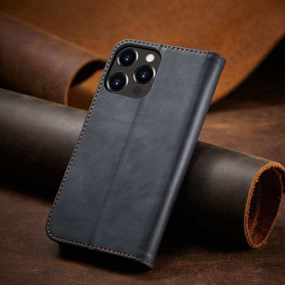 Magnet Fancy Case Case for iPhone 14 Pro Max flip cover tegnebog stativ sort