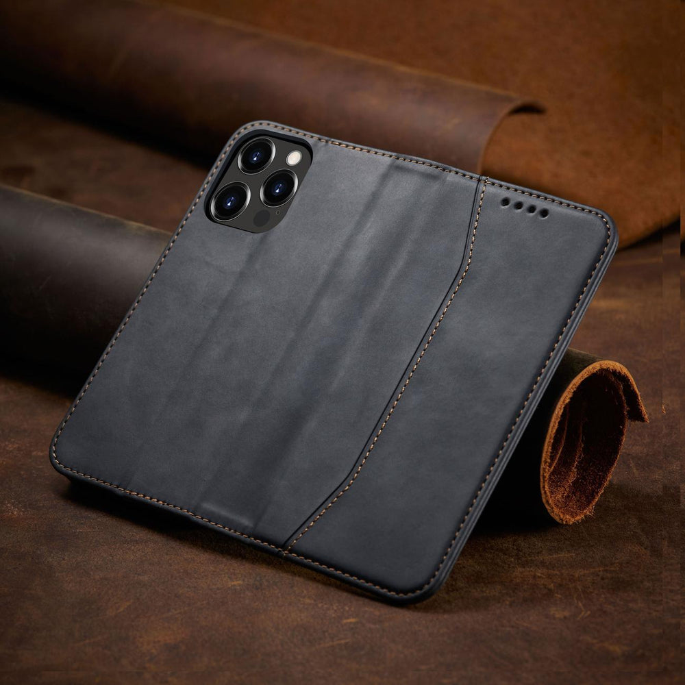 Magnet Fancy Case Case for iPhone 14 Pro Max flip cover tegnebog stativ sort