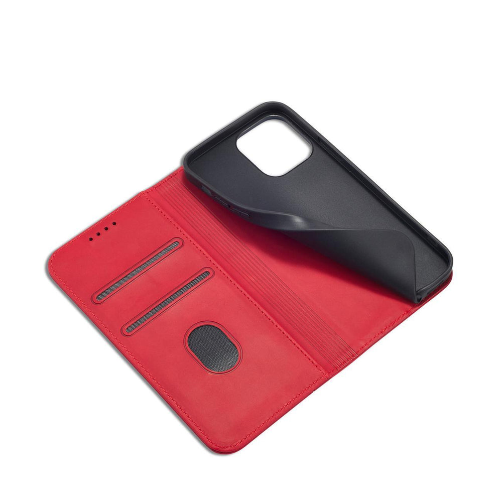 Magnet Fancy Case Case for iPhone 14 Pro Max flip cover tegnebog stativ rød