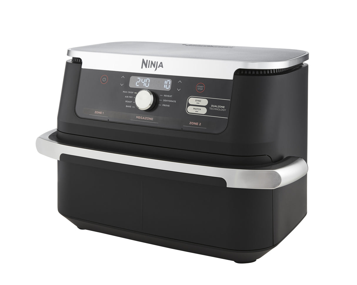 Ninja AF500EU frituregryde Dobbelt 10,4 L Enkeltstående 2470 W Varmluftsteger Sort, Rustfrit stål