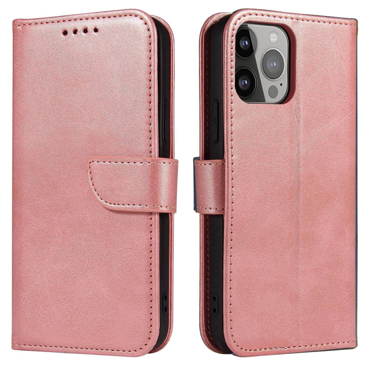 Magnet Case til iPhone 14 Pro Max flip cover tegnebog stativ pink