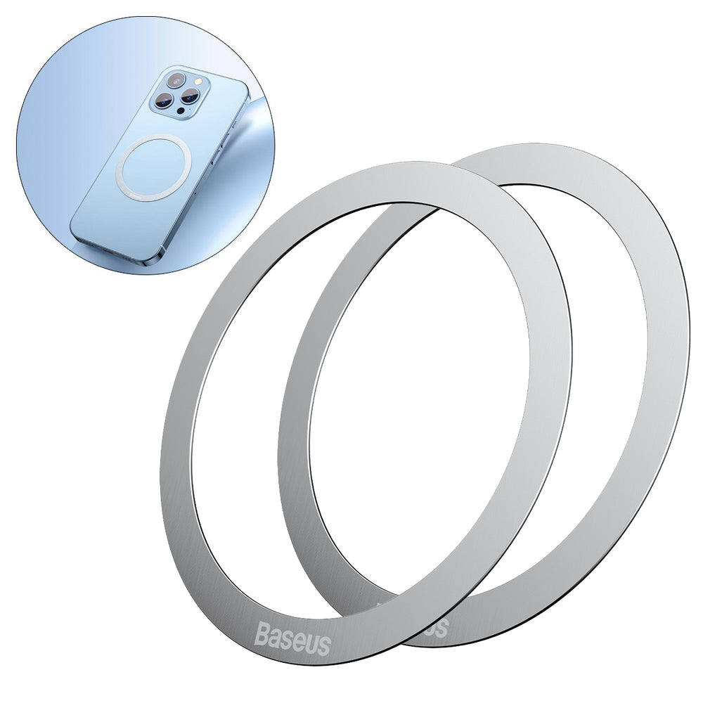 Baseus Halo Series magnetisk ring (2 stk./pakke) sølv (PCCH000012)