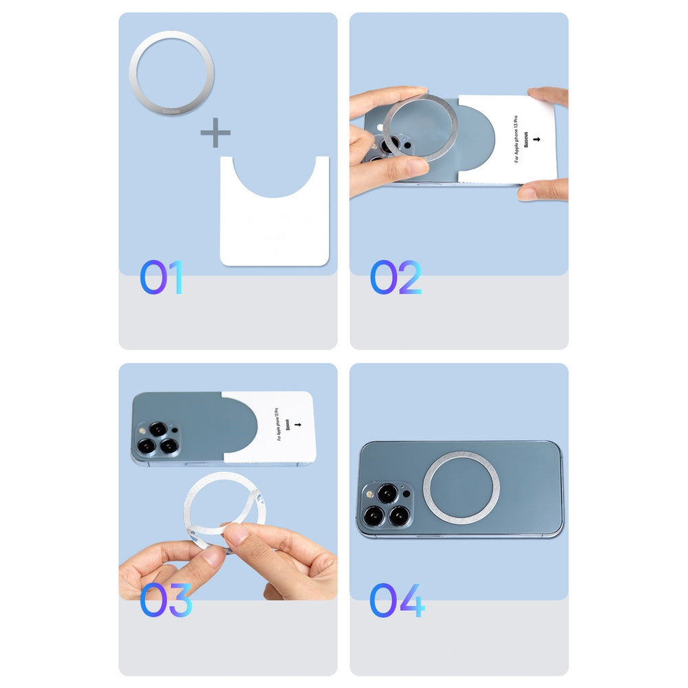 Baseus Halo Series magnetisk ring (2 stk./pakke) sølv (PCCH000012)