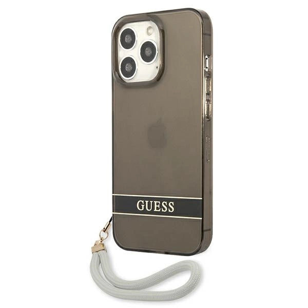 Guess GUHCP13LHTSGSK iPhone 13 Pro / 13 6.1" sort/sort hardcase Gennemskinnelig Stap