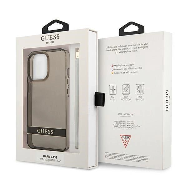 Guess GUHCP13LHTSGSK iPhone 13 Pro / 13 6.1" sort/sort hardcase Gennemskinnelig Stap